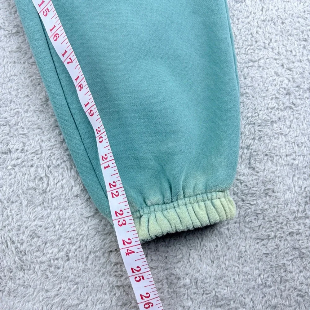 KatieJ NYC Emma Oversized Washed Sweatpants TWEEN XL Green Blue Ombre Dip Dye